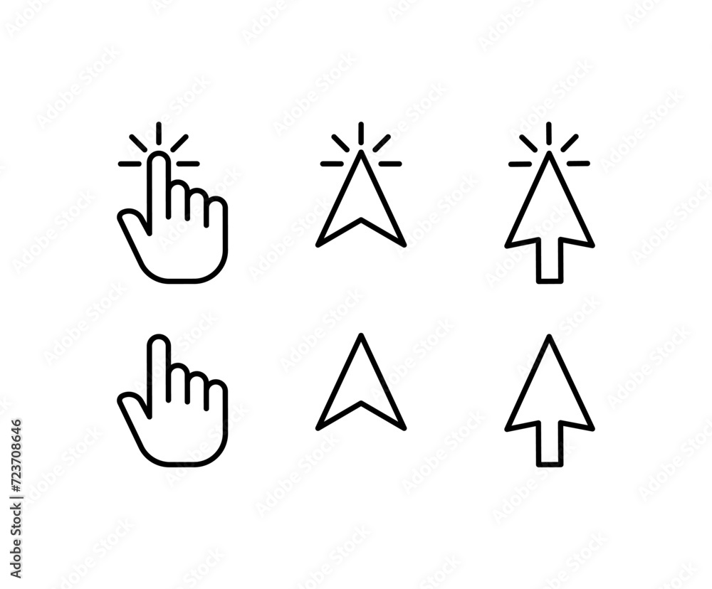 Aufkleber cursor arrow icons. linear style. vector icons