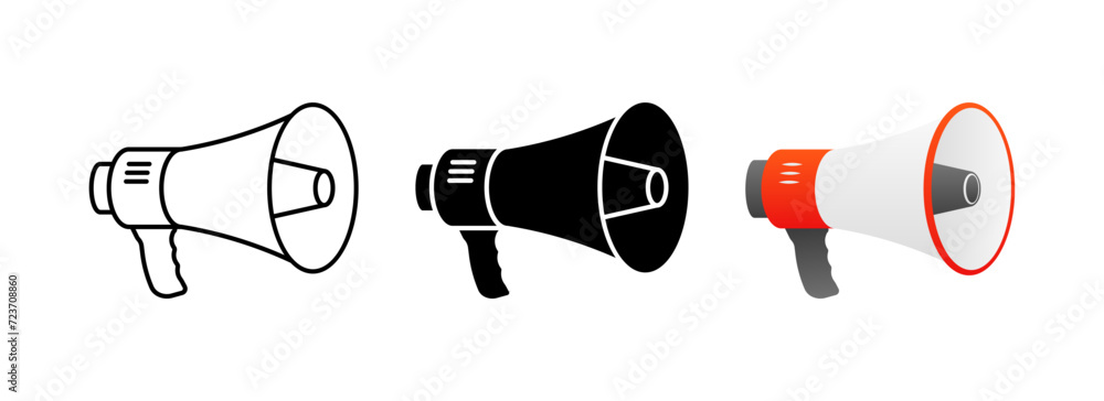 Poster megaphone icon set. different styles. vector icons