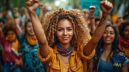 Fototapeta premium Women's March: A Celebration of Diversity and Empowerment Generative AI