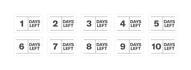 Days left icon set. Flat style. Vector icons