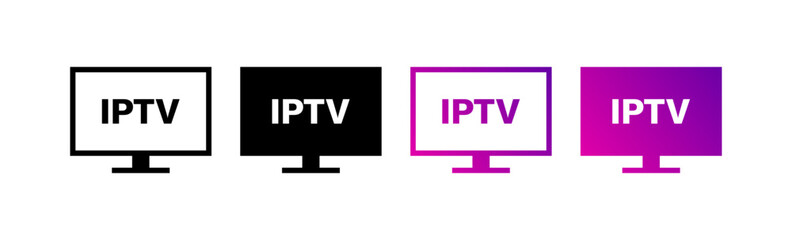 IPTV screen icon set. Silhouette and flat style. Vector icons