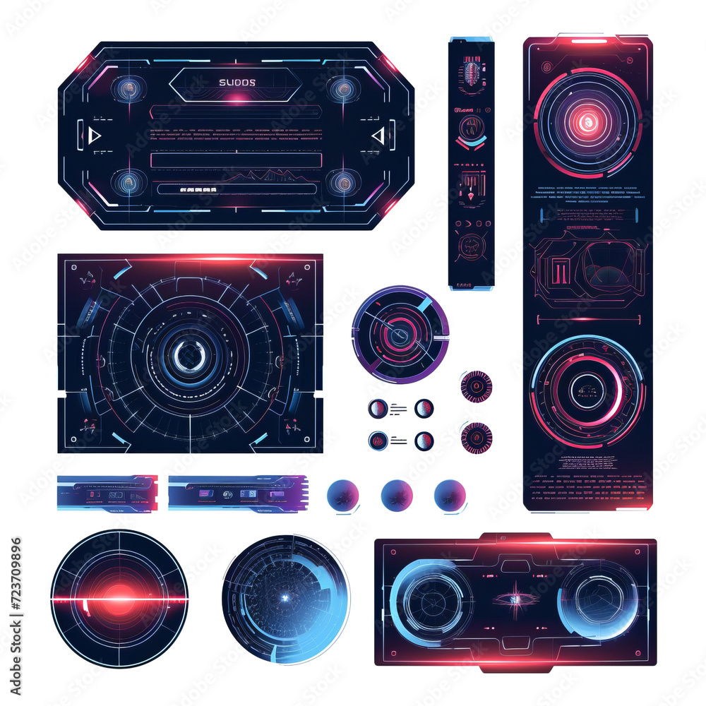 Poster Set of hud frame futuristic or sci - fi elements for game design