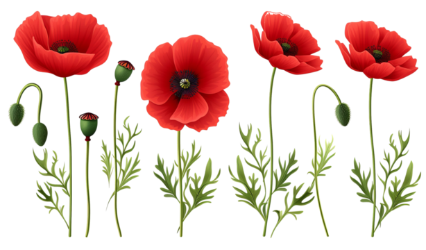 Red petals black stamens poppy flowers