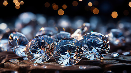 Gemstones diamond, diamond on a dark background with bokeh. Generated by artificial intelligence - obrazy, fototapety, plakaty