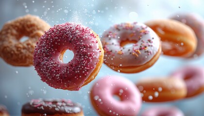 Pink Sprinkles and Powdered Sugar: A Delicious Celebration of National Donut Day Generative AI
