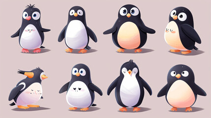 Naklejka premium Cute Penguin Characters