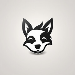 Obraz premium Flat cute dog cartoon logo, black and white