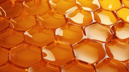 a close up view of a honeycomb with honey cells in the cells