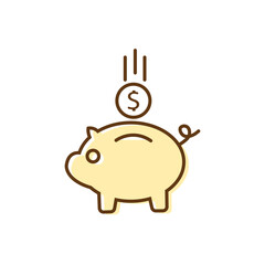 piggybank savings line outline icon on white background