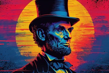 Abraham Lincoln's Colorful Presidency Generative AI - obrazy, fototapety, plakaty
