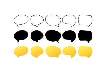 Speech bubble icon set. Linear, silhouette and flat style. Vector icons