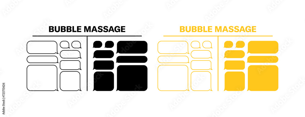 Poster message bubble icon set. speech bubble mockups. linear, silhouette and flat style. vector icons