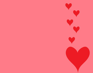 red hearts on a pink background on the side