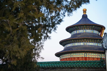 Tiantan Sky Temple in the evening. A traditional Chinese complex.