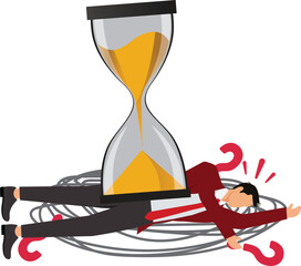 Hourglass,Depression,Deadline, Countdown, Waiting, Businessman, - obrazy, fototapety, plakaty