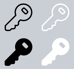 Set of Key icon. Key icon sign symbol in trendy flat style. Key vector icon illustration isolated on gray background