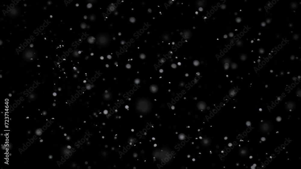 Poster dust particles floating in the air with dark background. 3d loop particles animation with bokeh