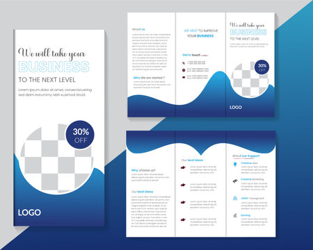 Creative vector business trifold brochure tamplate Design premium with blue.