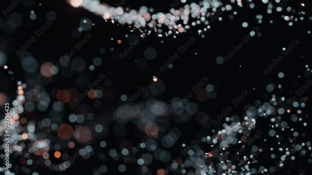 Poster beautiful smooth abstract particles flowing in slow motion with dark background. 3d rendering abstra