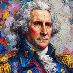 George Washington's Blue Jacket: A Painting of the First President Generative AI - obrazy, fototapety, plakaty