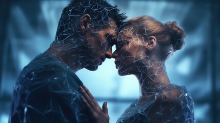 Broken relationships concept. Man and woman no love each other. Married couple upset because of quarrels and conflicts - obrazy, fototapety, plakaty