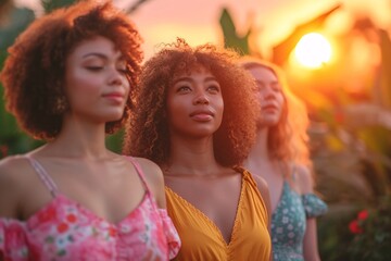 Sunset Sisters: A Celebration of Natural Beauty Generative AI