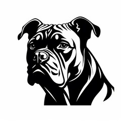 american bully black art only cut file white background , generated by AI - obrazy, fototapety, plakaty