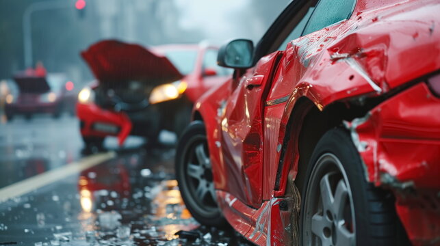 Close up car crash dangerous accident on the road. car collision, Generated AI.