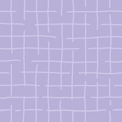 lilac; purple; violet; lavender; grey background with brush texture effect, weave plaid style fine broken lines. Irregular check repeat pattern. 