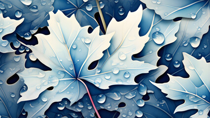 Luxury nature blue background. Floral pattern. AI Generated - obrazy, fototapety, plakaty