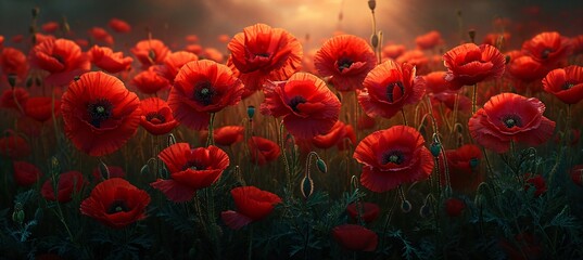 Red Poppies in Bloom: A Stunning Sight for the Month of May Generative AI