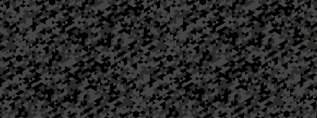 Fototapeta premium Seamless geometric pattern square shapes low polygon backdrop background. Abstract geometric wall tile and metal cube background triangle wallpaper. Black polygonal background.