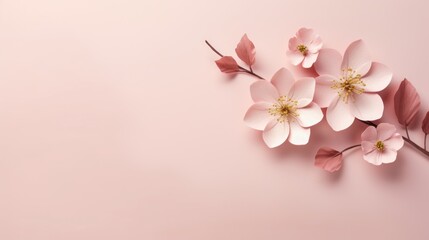 Fototapeta premium International women's day poster with composition of spring pink flowers
