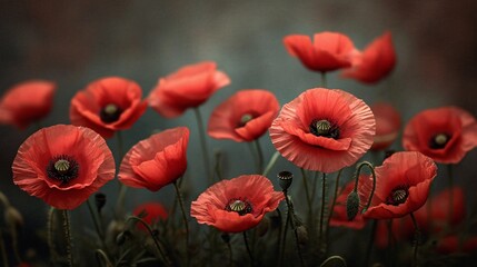Obraz premium Blooming Beauties: A Red Poppy Blossom Bonanza Generative AI