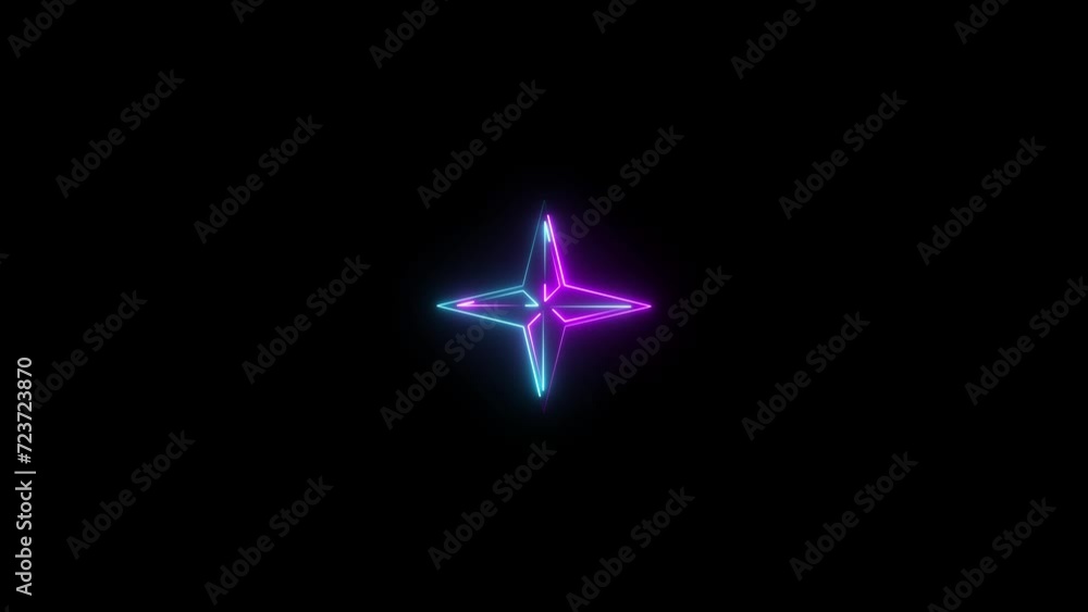 Wall mural abstract neon light star loading sign animation background.