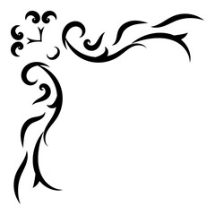 Corner and frame swirls divider ornamental. Filigree with vintage style. Classic elegance curl ornament. Element design calligraphy. Decoration for frame, greeting card, invitation, menu, certificate.