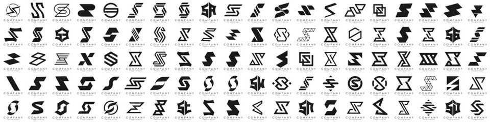 collection abstract letter S logo design. modern logotype S design with black color. vector illustration