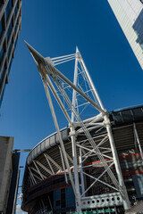 gewagte Konstruktion des Stadions in Cardiff (Wales, UK) - obrazy, fototapety, plakaty