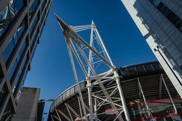 gewagte Konstruktion des Stadions in Cardiff (Wales, UK) - obrazy, fototapety, plakaty