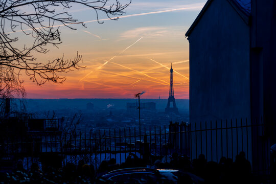 sunset over the city of Paris