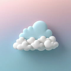 3d rendering of 3D pastel color cute rainy cloud illustration for child, cat, animal, cloud, weather, smile, happy, rain, white, pastel