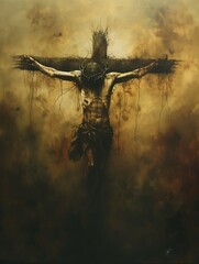 Jesus Christ crucified, background poster, wallpaper, religion, golgotha hill - obrazy, fototapety, plakaty