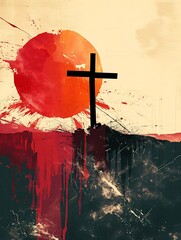 Jesus Christ crucified on a cross, background poster banner, motivational, social media post, wallpaper