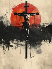 Jesus Christ crucified on a cross, background poster banner, motivational, social media post, wallpaper