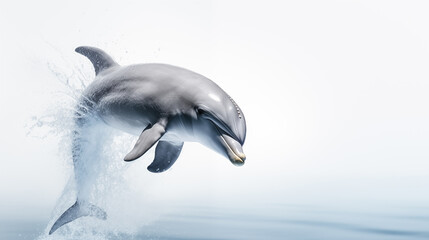 A dolphin on white background, is an aquatic mammal within the infraorder Cetacea.