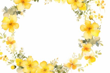 黄色い花　フレーム　水彩