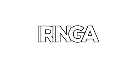 Iringa in the Tanzania emblem. The design features a geometric style, vector illustration with bold typography in a modern font. The graphic slogan lettering.