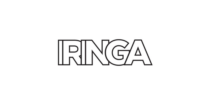 Iringa in the Tanzania emblem. The design features a geometric style, vector illustration with bold typography in a modern font. The graphic slogan lettering.