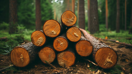 Log trunk stack, logging lumber industry.