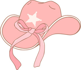 Coquette Cowgirl hat with pink ribbon bow 